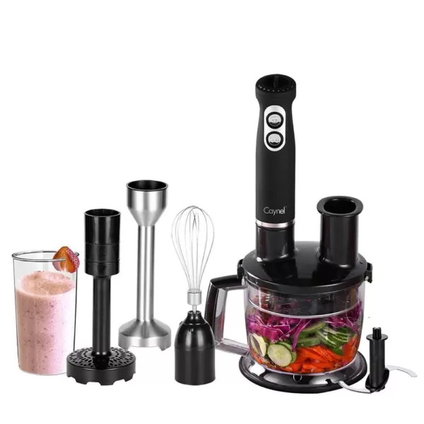 Boyel Living 8-Speed 500-Watt Black Stainless Steel Control 6-in-1 Multi-Purpose Immersion Hand Blender Set