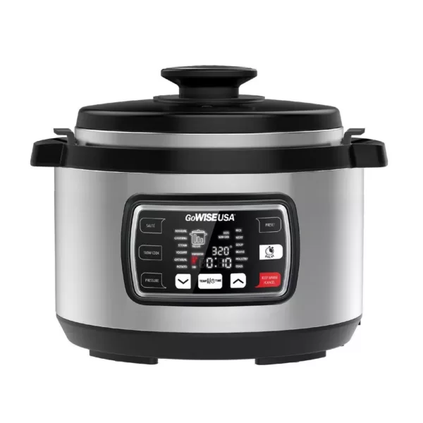 GoWISE USA Ovate 9.5 Qt. Stainless Steel Oval Electric Pressure Cooker with 6-Accessories and 50-Recipes